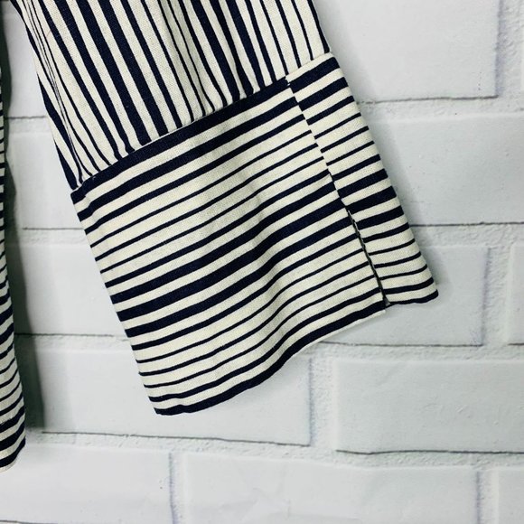 linen blend jacket NY Collection Woman navy blue white mixed stripes 2X women - Picture 4 of 8